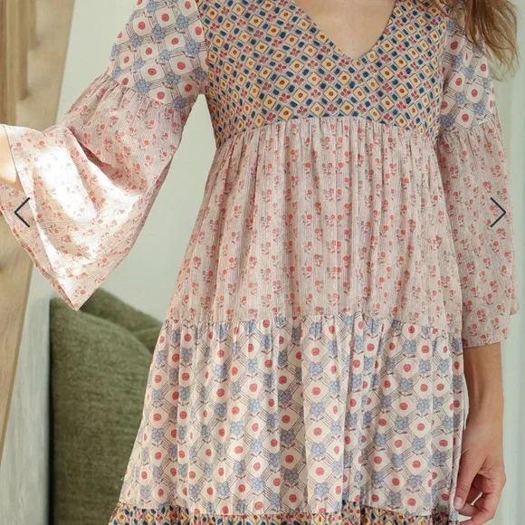 EUC Natural Life Charlotte Cotton Midi Dress - 100% Cotton - Wildflower Wonder - Picture 3 of 3